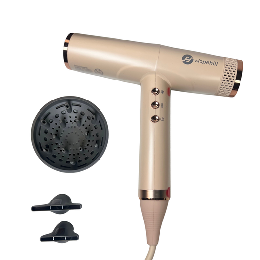 Ionic High-Speed Hair Dryer | Lightweight Quiet Blow Dryer with Diffuser & 3 Magnetic Attachments – Pink