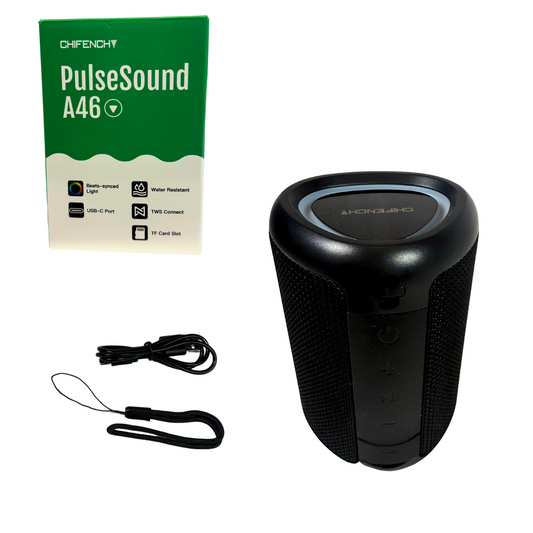 Portable Bluetooth Speaker with Lights – 15W Sound, TWS Pairing, Waterproof, All-Day Battery