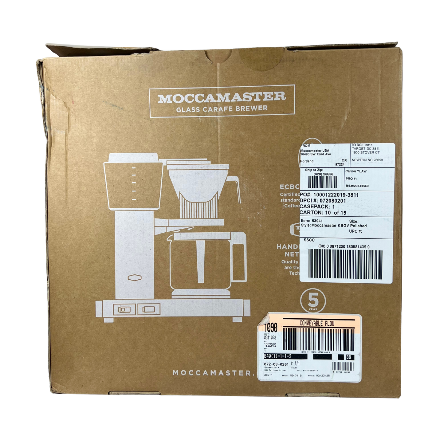 Technivorm Moccamaster KBGV Select 10-Cup Coffee Maker – Polished Silver, 40 oz Drip Brewer with Brew-Volume Selector