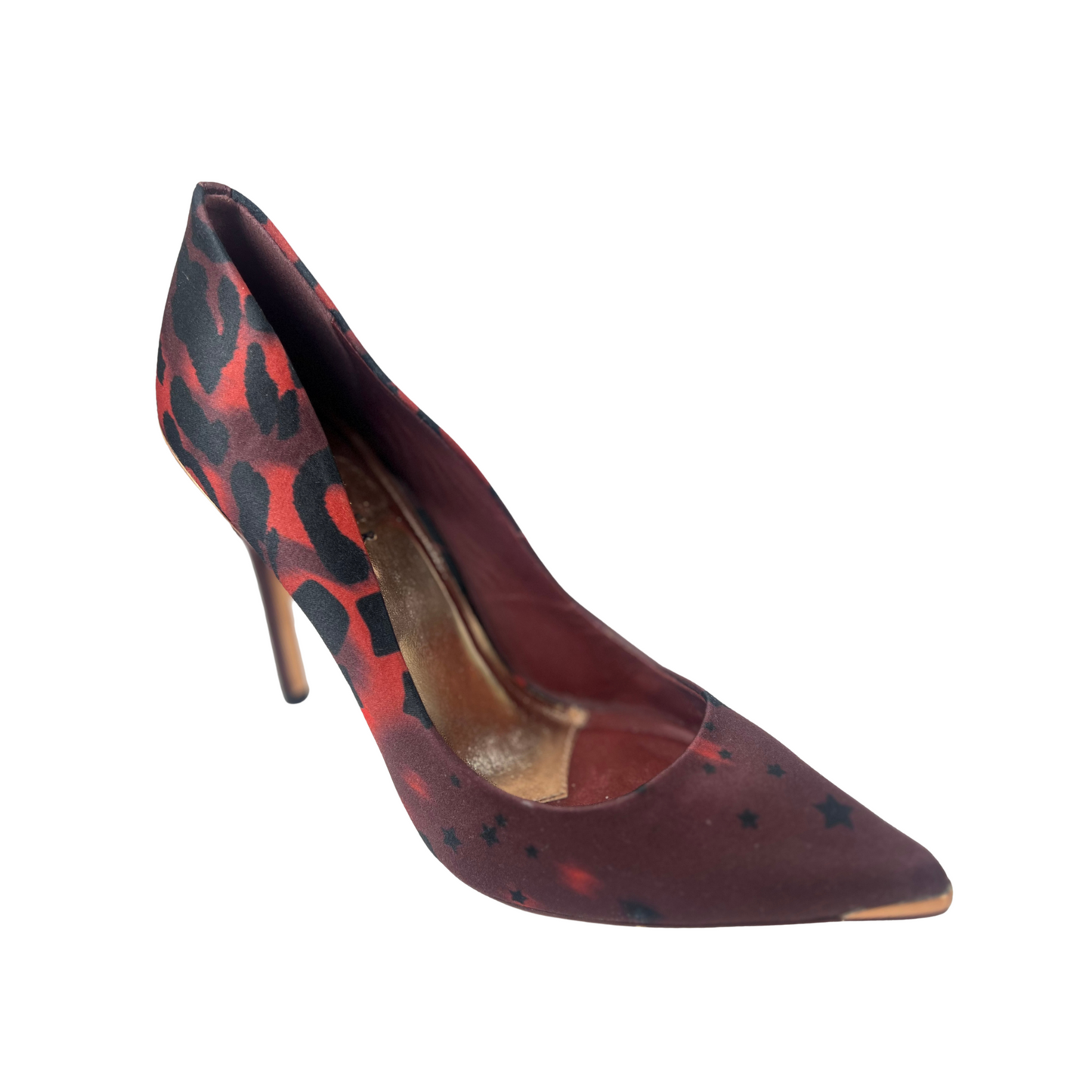 Pre-Loved Women’s Red Satin Pumps – Size 38, Pointed Toe Stiletto Heels