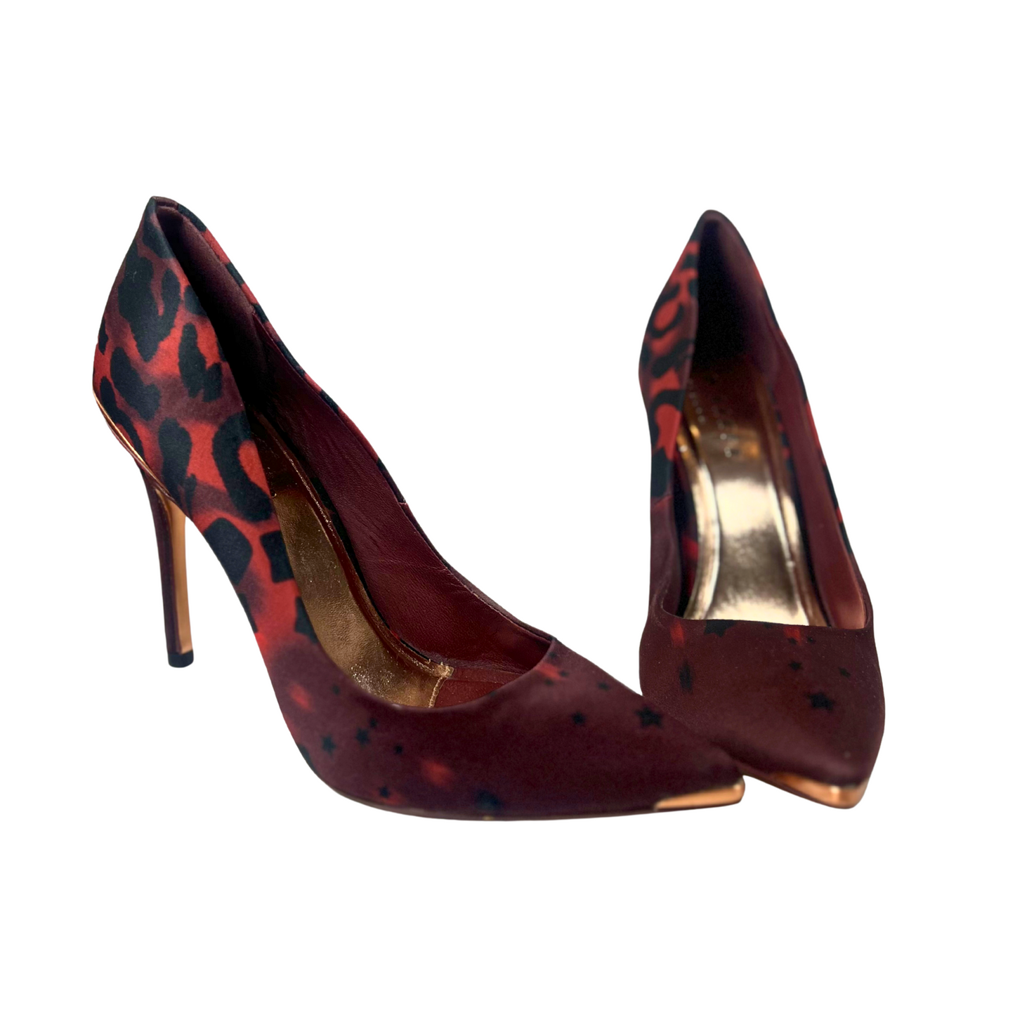 Pre-Loved Women’s Red Satin Pumps – Size 38, Pointed Toe Stiletto Heels