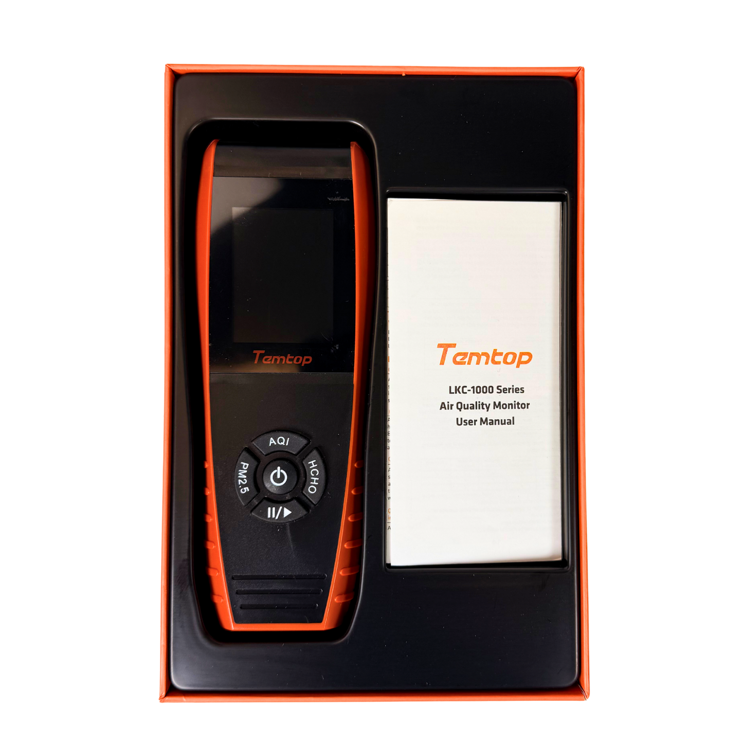 Indoor Air Quality Monitor – PM2.5/PM10, HCHO, tVOC, AQI, Temp & Humidity Meter with Data Export