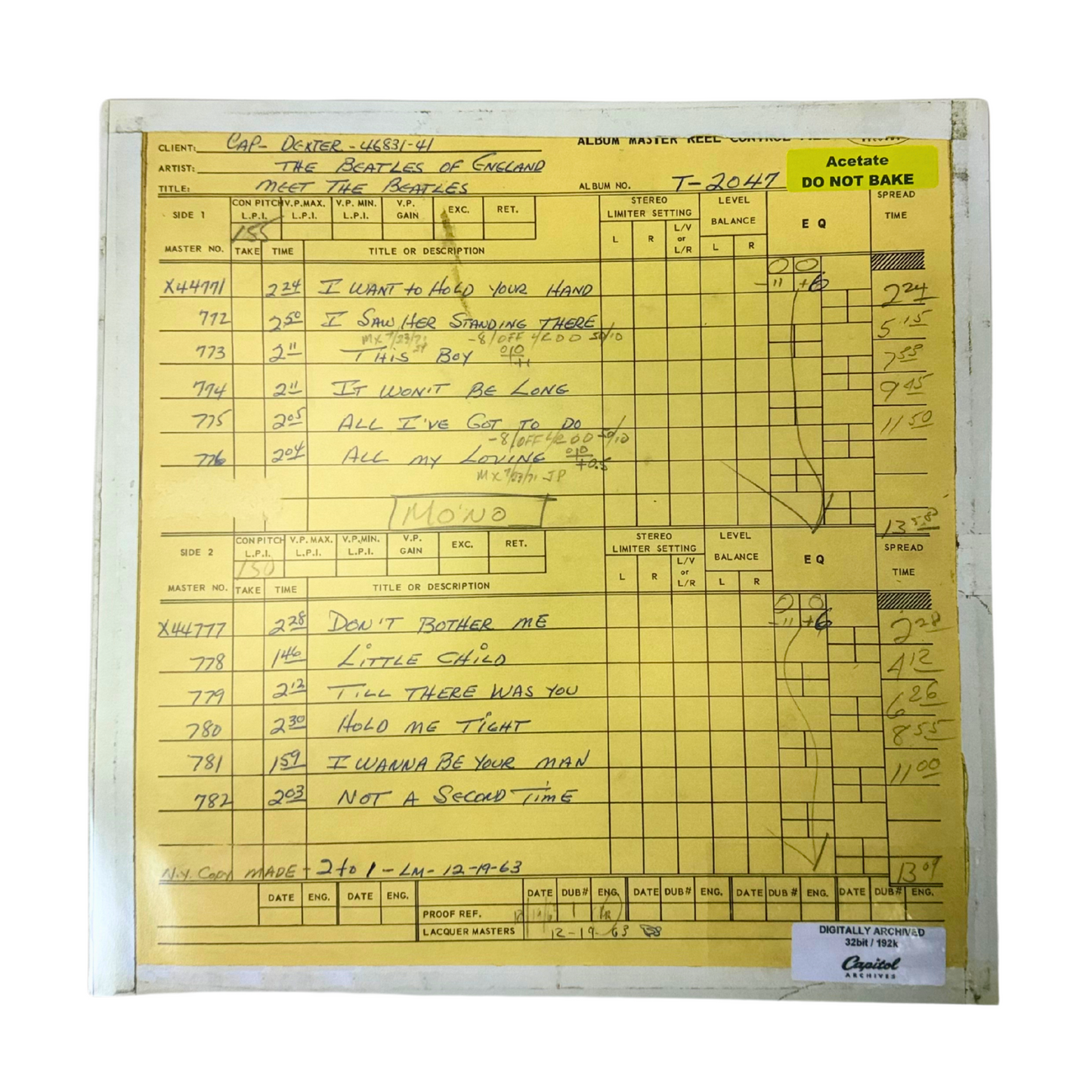 The Beatles – Meet the Beatles! Limited Edition Opaque Blue Vinyl LP