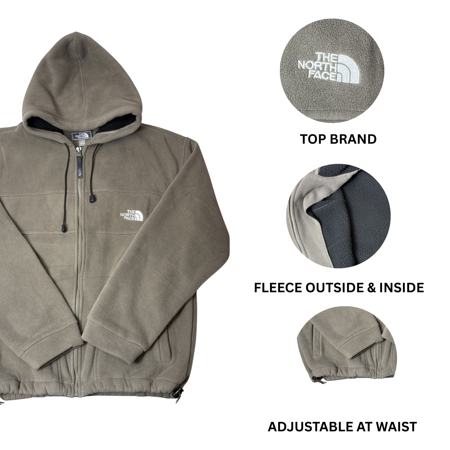 Men’s Light Olive Fleece Jacket – Size M