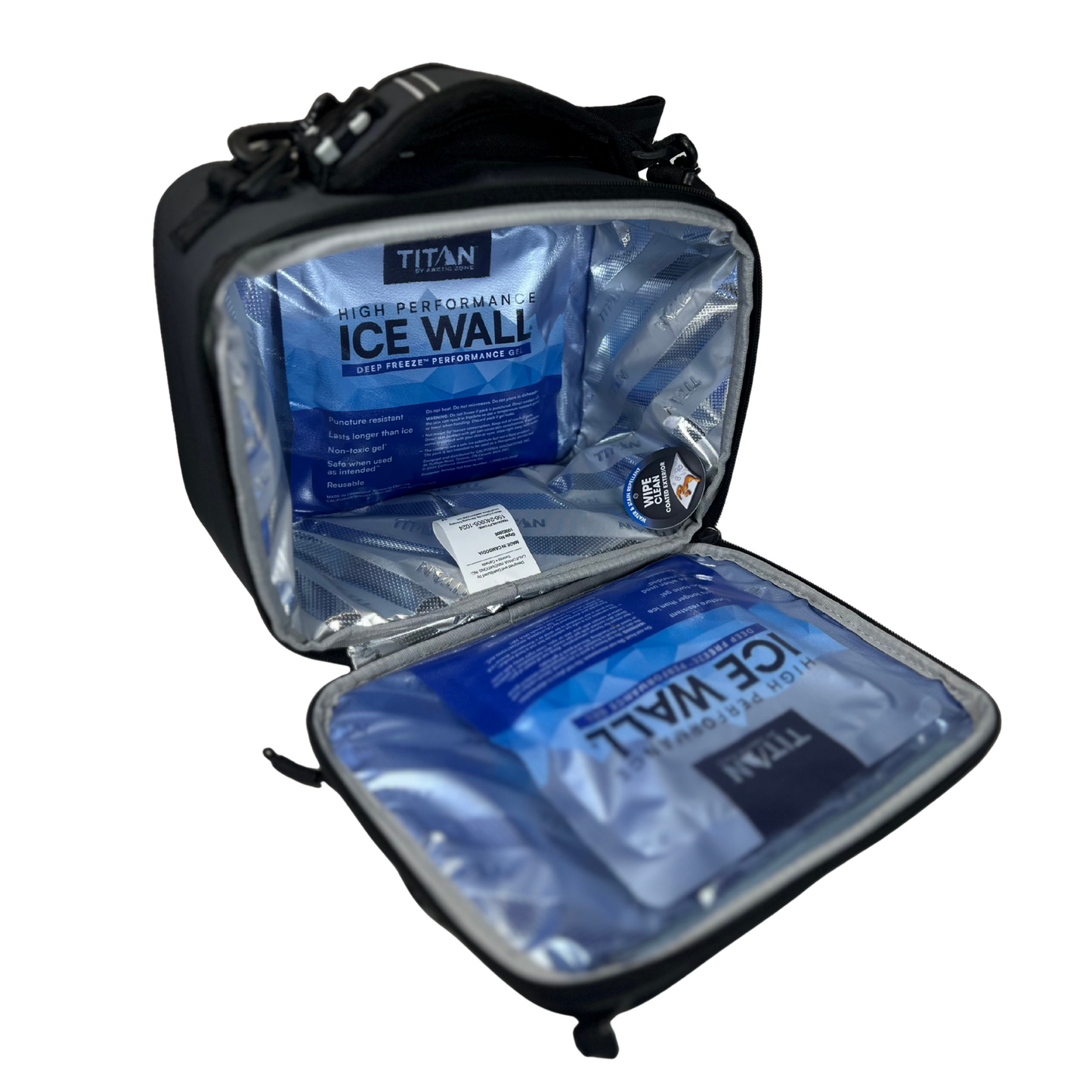 Expandable Cold-Crush Resistant Lunch Bag with Ice Packs - Black