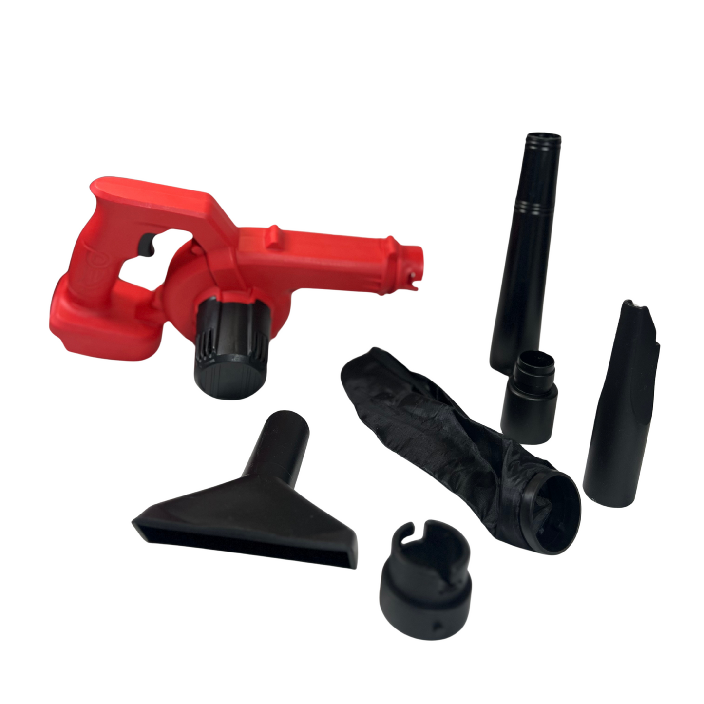 2-in-1 Cordless Handheld Blower & Vacuum with Battery, Charger, and Full Accessory Kit – Red