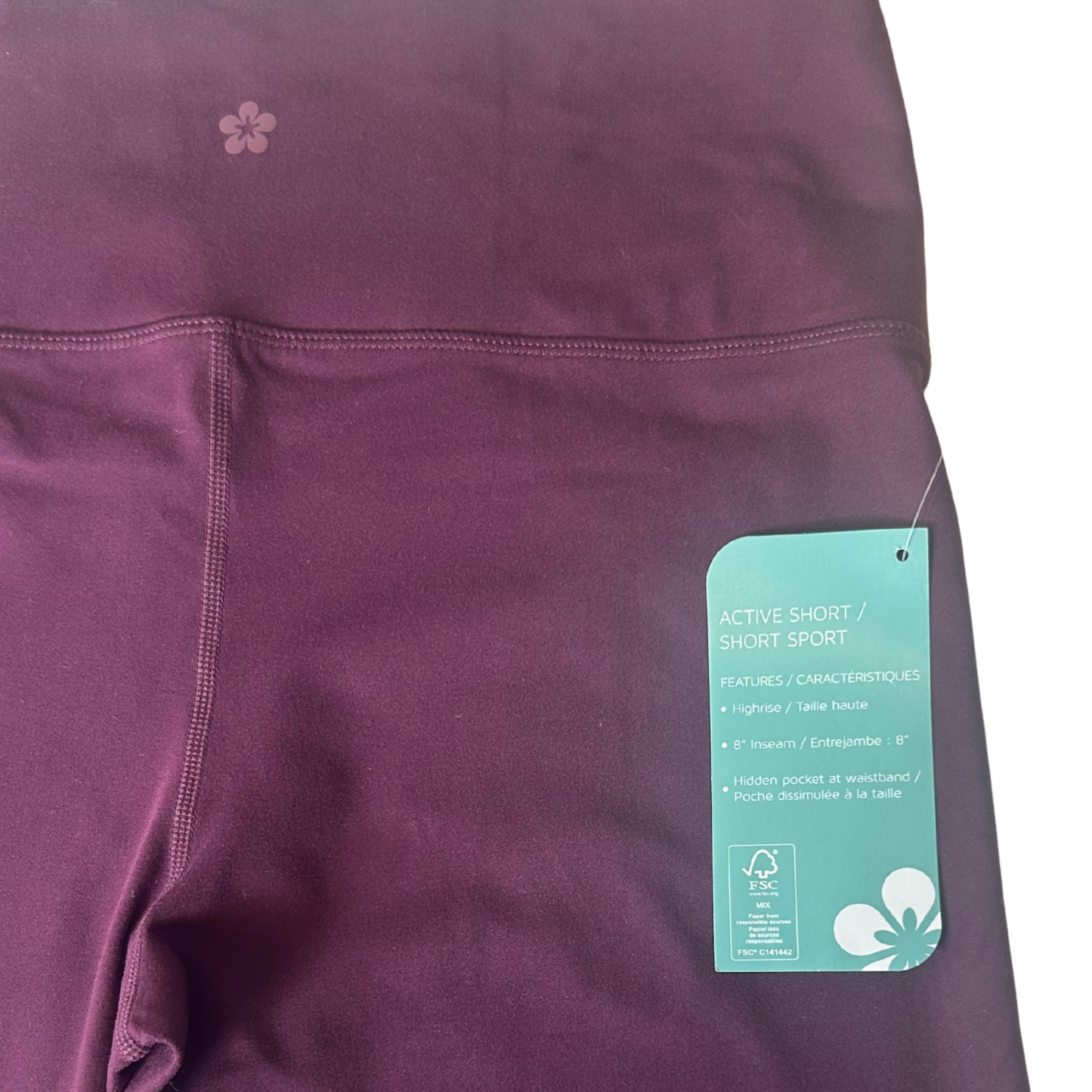 Women’s High-Rise Active Shorts – 8" Inseam with Hidden Waistband Pocket – Size M