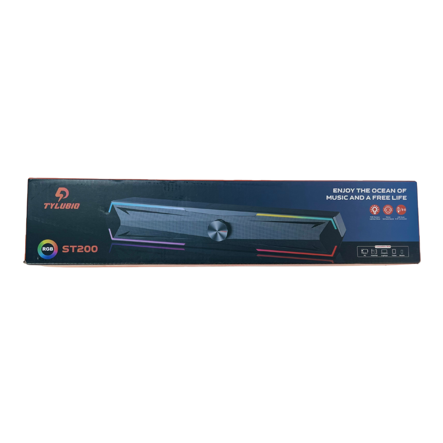 PC Speakers Soundbar with Stereo Sound, LED Lights & USB Control for Desktop or Laptop