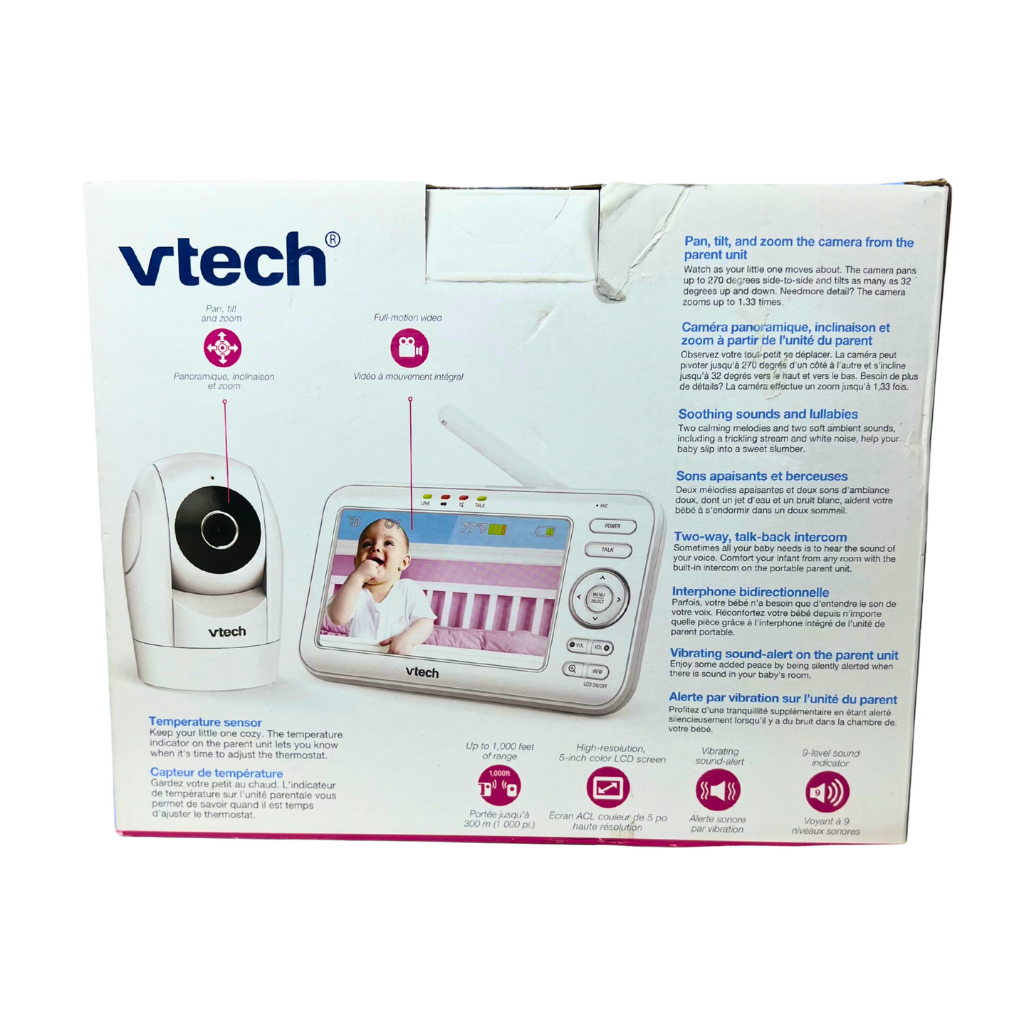 VTech Digital Video Baby Monitor | 5" LCD with Pan Tilt Camera, Night Vision, Temperature Sensor