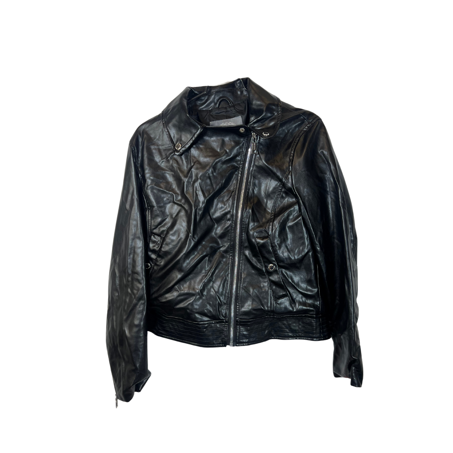 Vince C Women’s Faux Leather Moto Jacket, Black, Size L