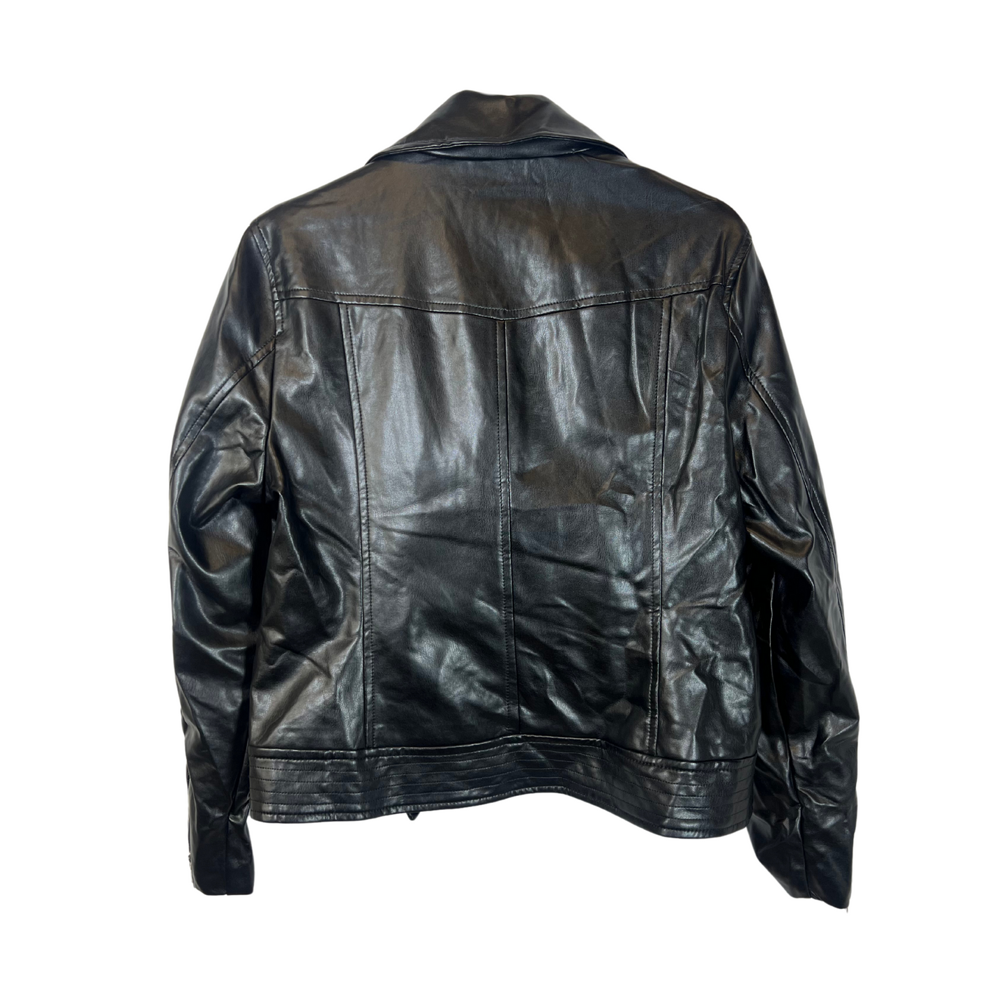 Vince C Women’s Faux Leather Moto Jacket, Black, Size L