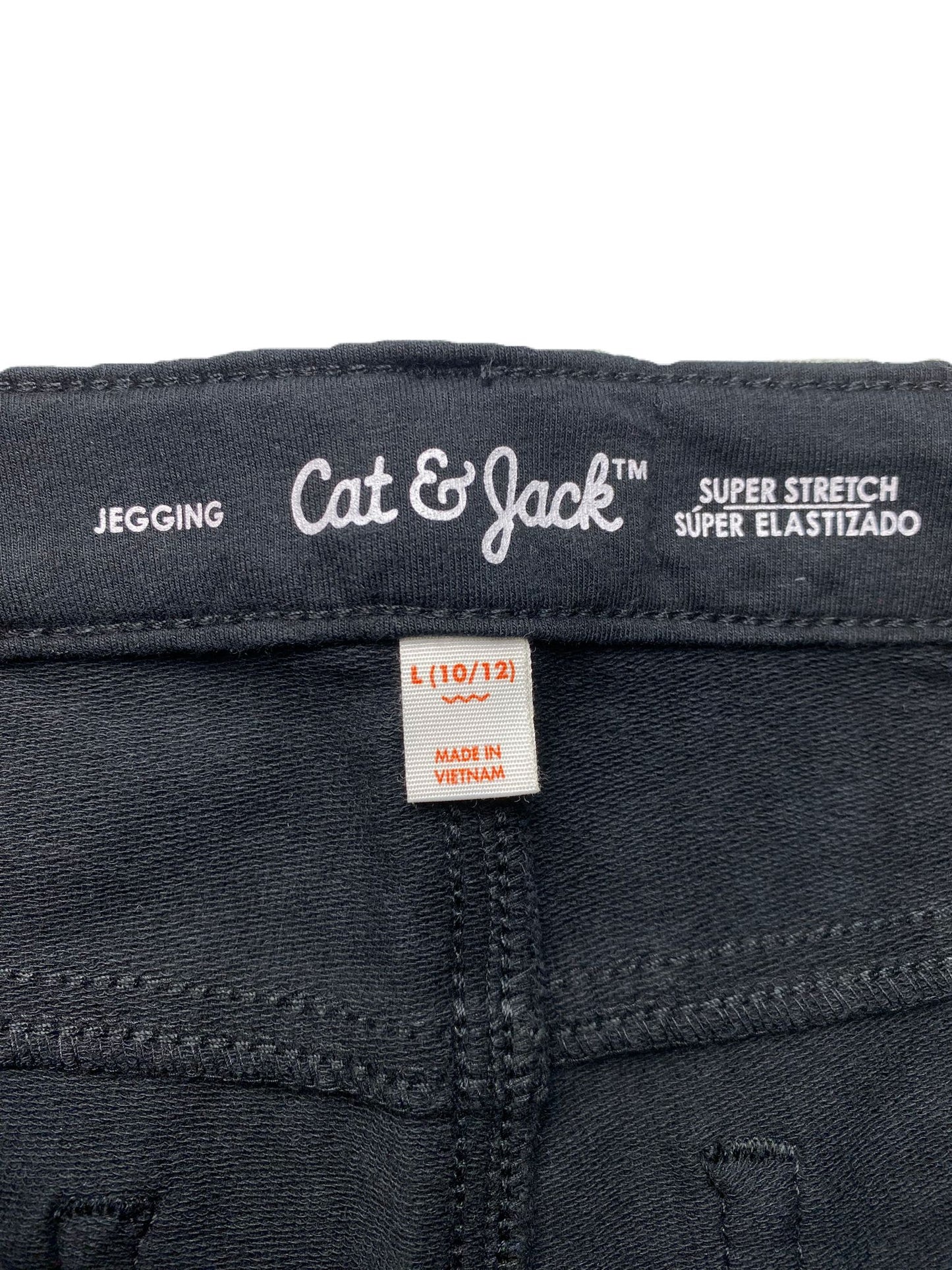 Girls Black Adjustable Waist Stretch Jeggings - L (10/12)