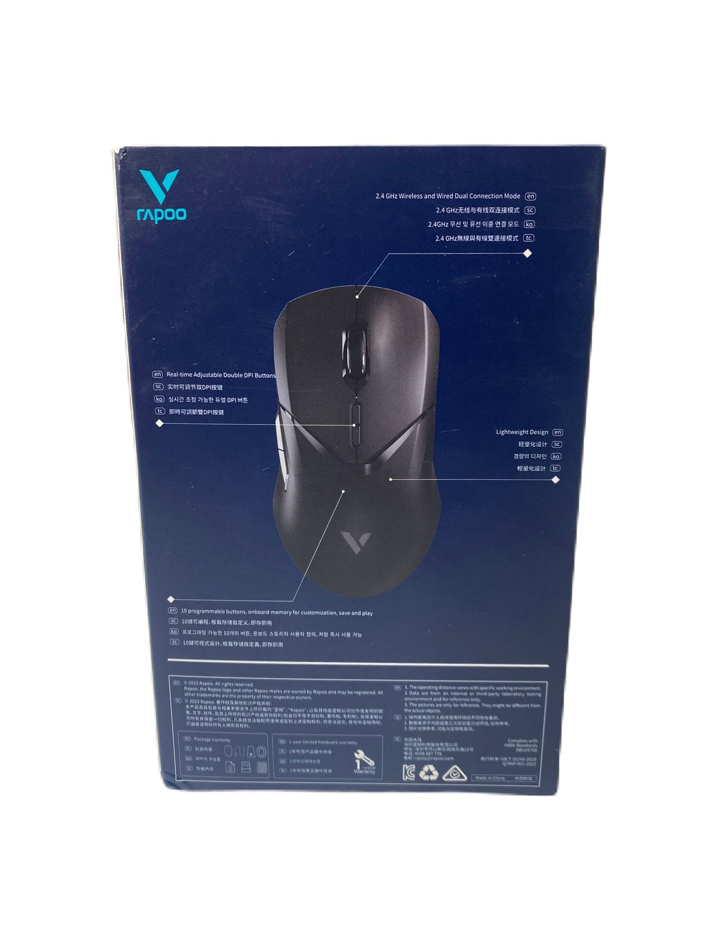 Rapoo VT9Pro Wireless Gaming Mouse – 26000 DPI, 68g Lightweight, 10 Buttons, Long Battery Life