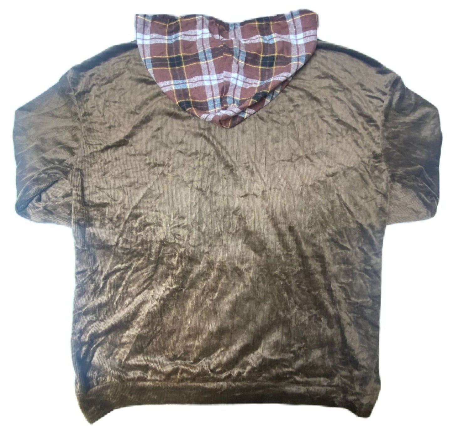 Women's Plaid and Brown Drawstring Sweater - XXL