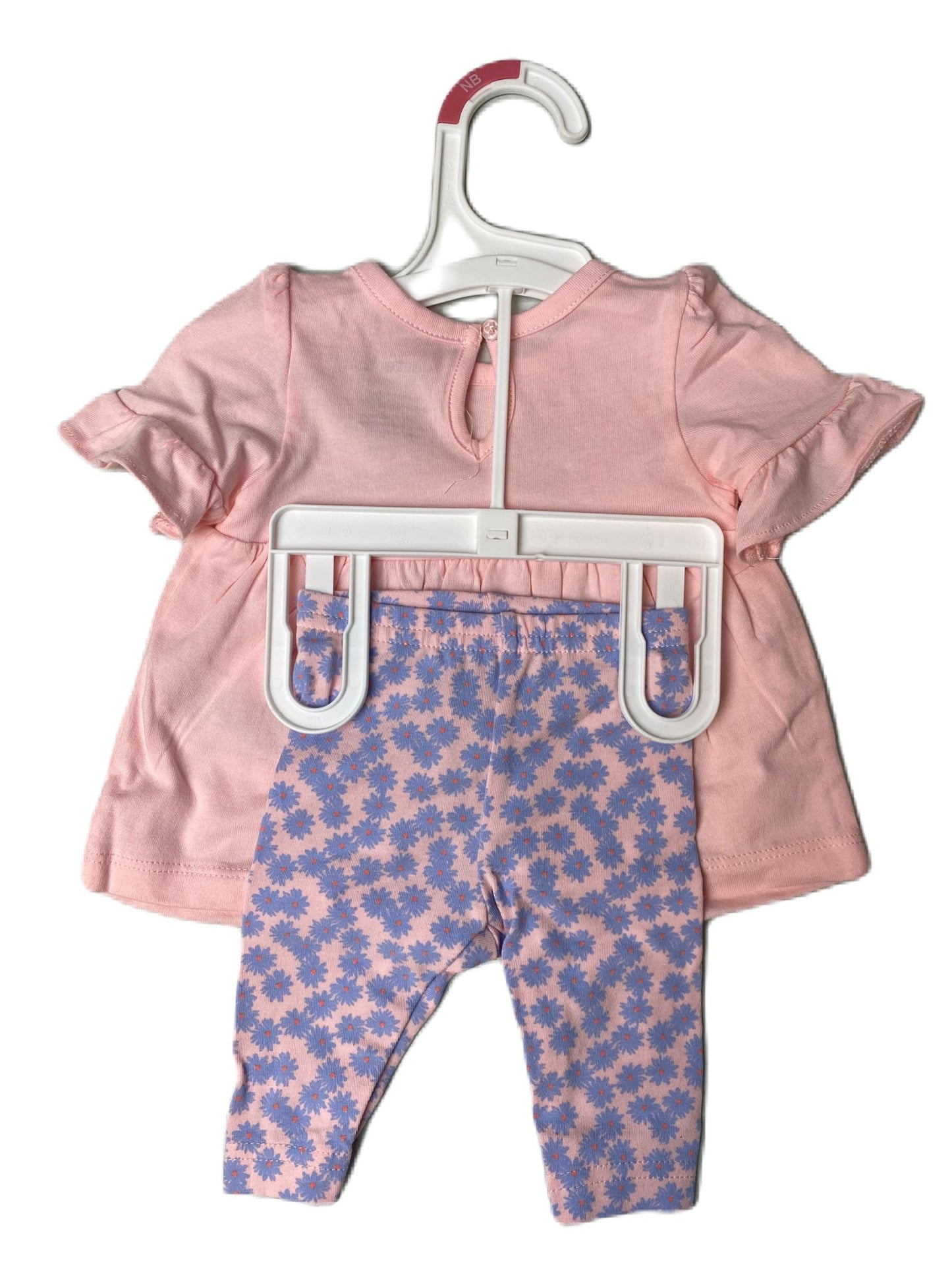 Baby Girls Pink and Blue Bunny 2-Piece Set - NB