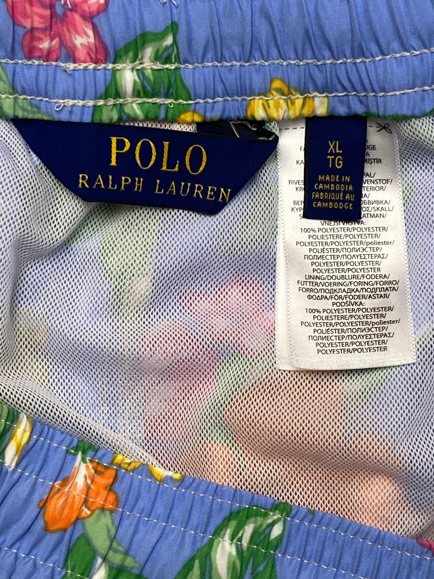 Men's Light Blue Flower Swim Shorts - XL