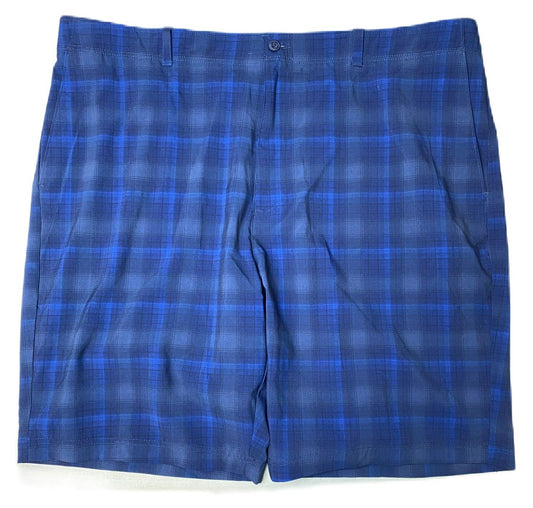 Men's Blue Plaid Stretch Fabric Shorts - 44