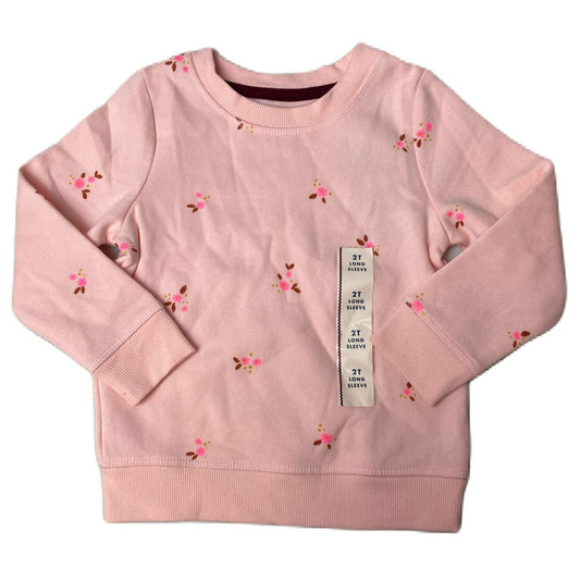 Baby Girls Pink Flower Long Sleeve Sweater - 2T