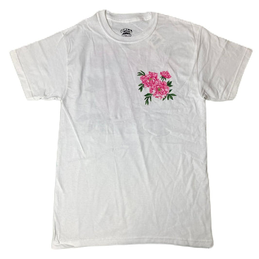 Unisex White Pink Flower T-Shirt L