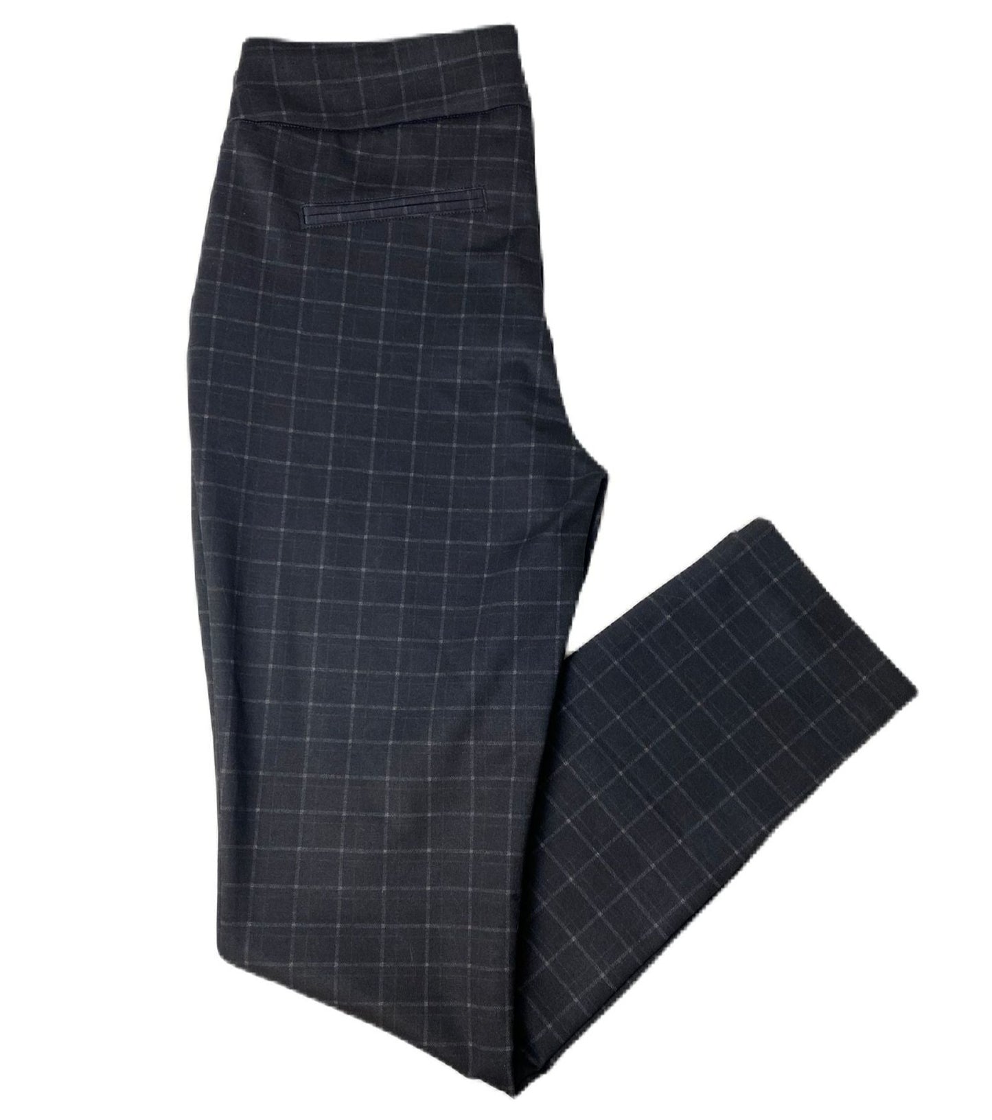 Women's Black and Green Plaid Stretch Dress Pants - 8