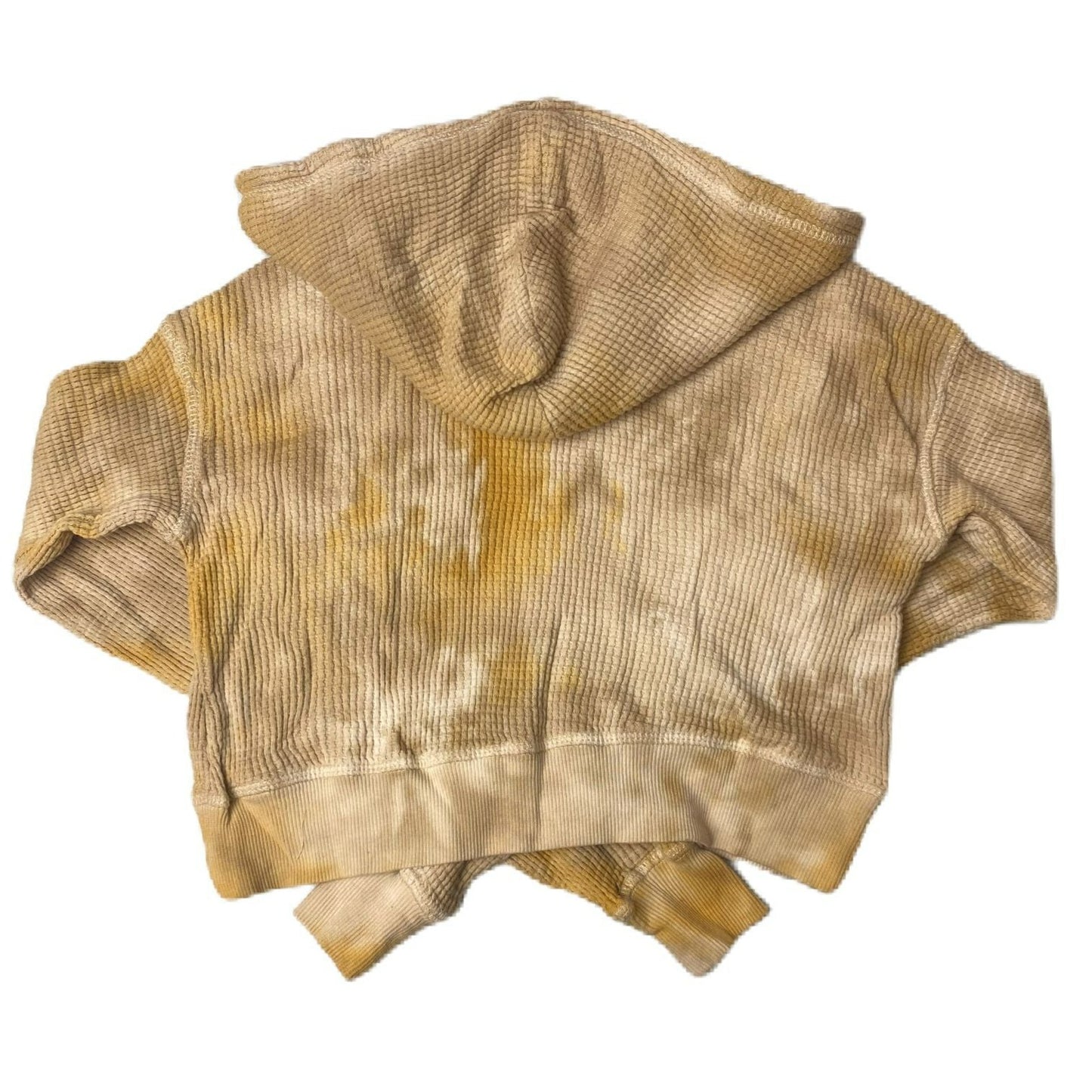 Women's Yellow Wash Cropped Long Sleeve Hooded Shirt