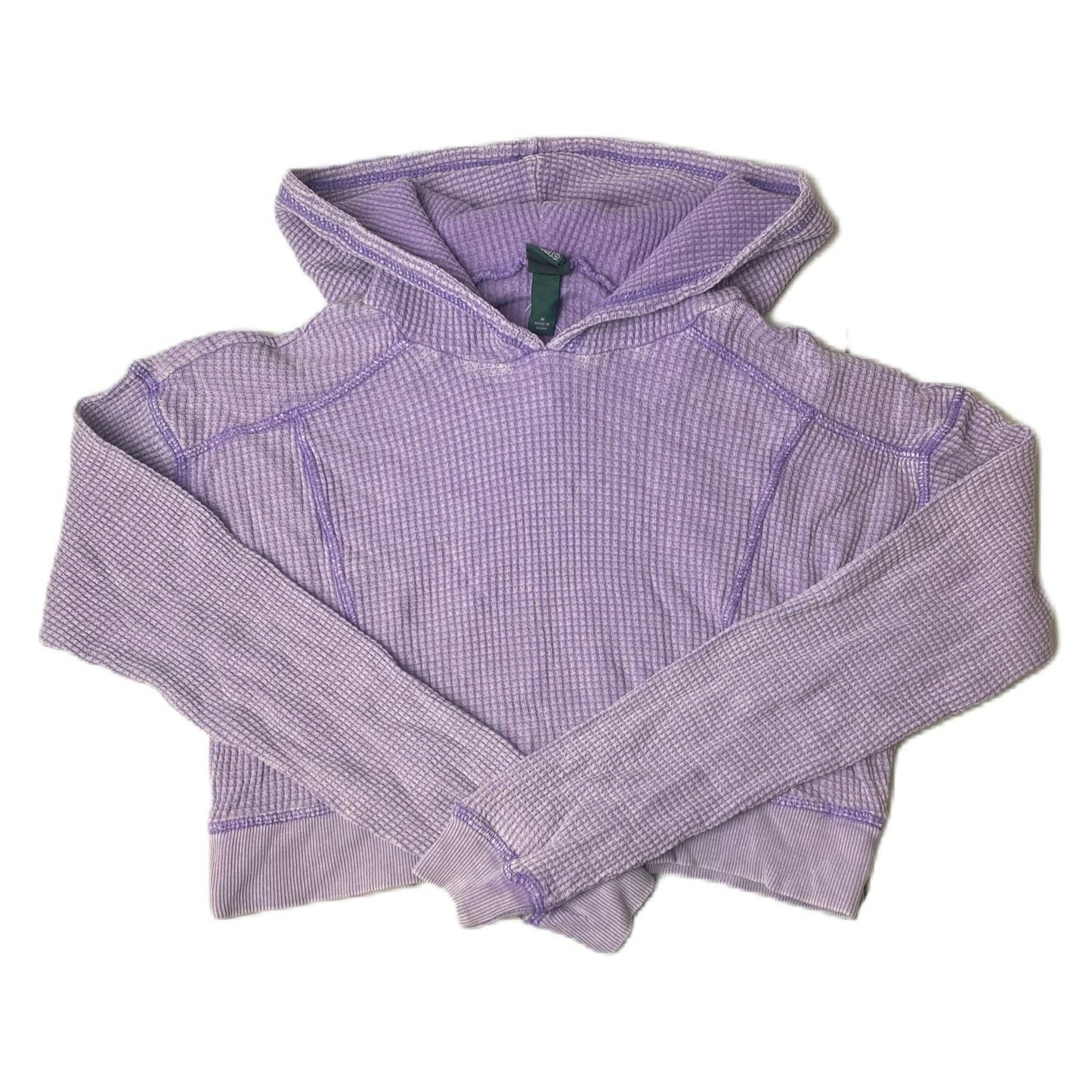 Women's Purple Wash Cropped Long Sleeve Hooded Shirt