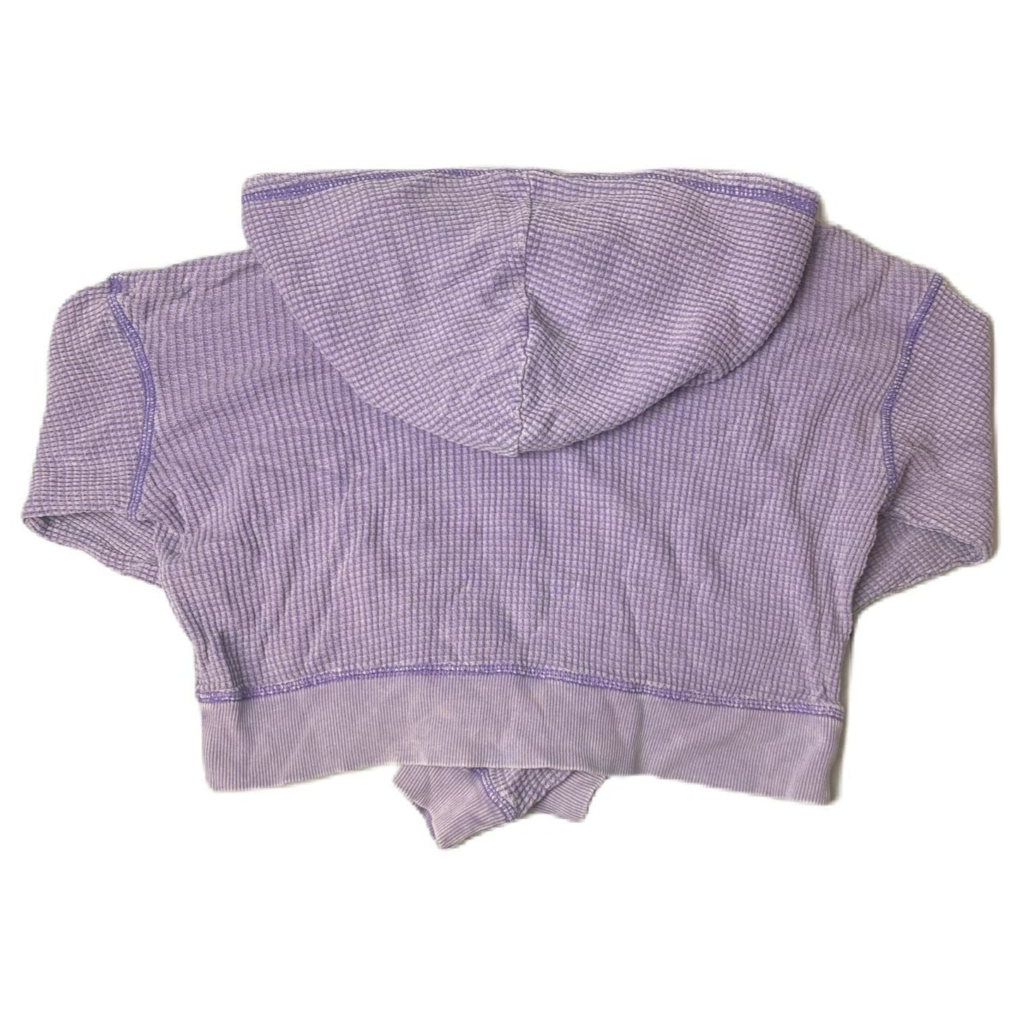 Women's Purple Wash Cropped Long Sleeve Hooded Shirt