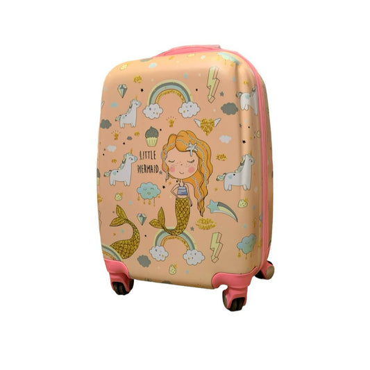 Costway 2PC Kids Luggage Set 18'' Rolling Suitcase & 12'' Backpack Travel ABS Mermaid