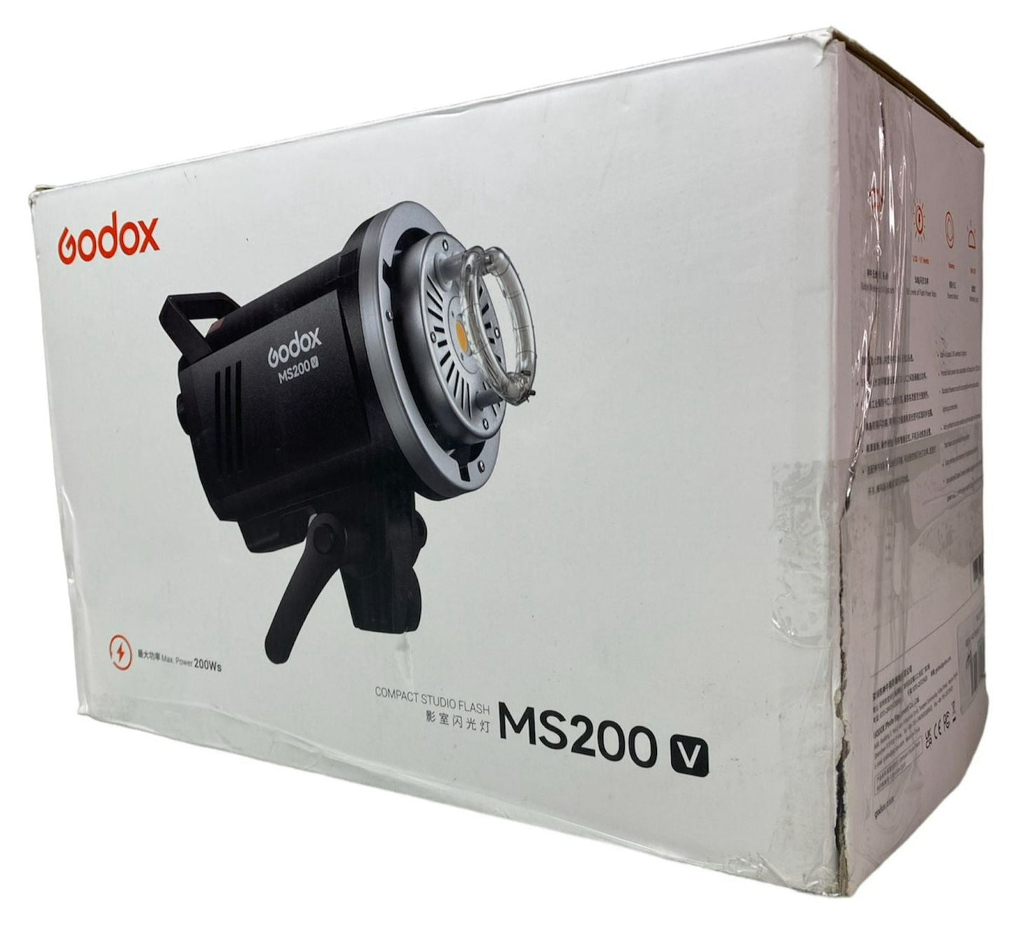 Godox MS200-V Studio Flash - 200Ws GN53, 5600K, Bowens Mount, LED Modeling Lamp, Wireless Control