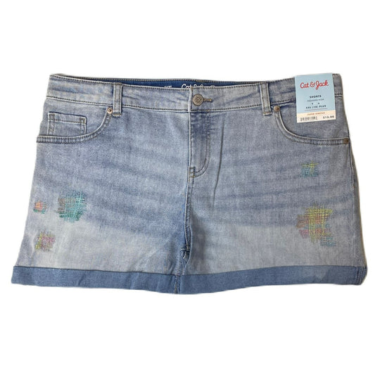 Girls Blue Colourful Stitch Shorts - XXL (18+)