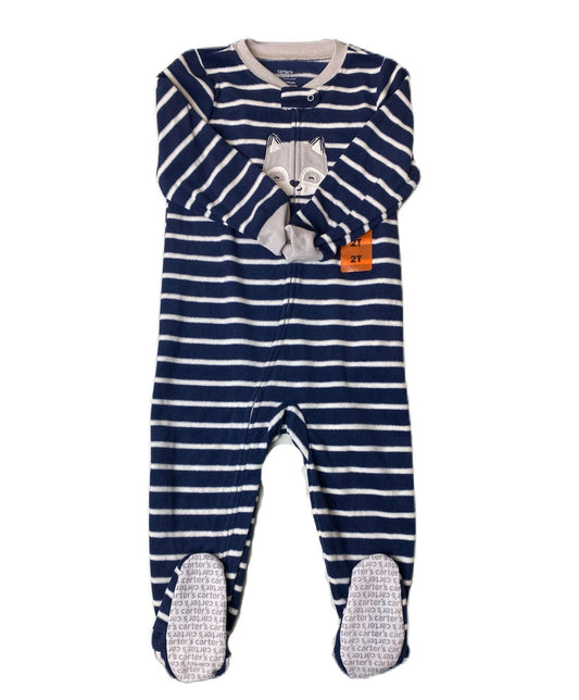 Boys White and Blue Footed Onesie - 2t