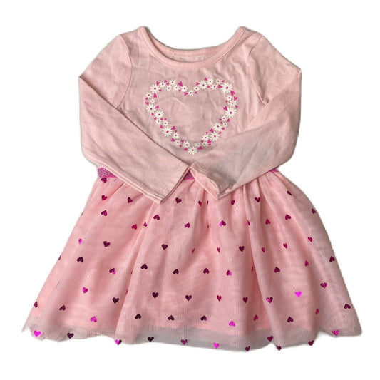 Girls Pink Heart Long Sleeve Dress with Botttoms - 18m