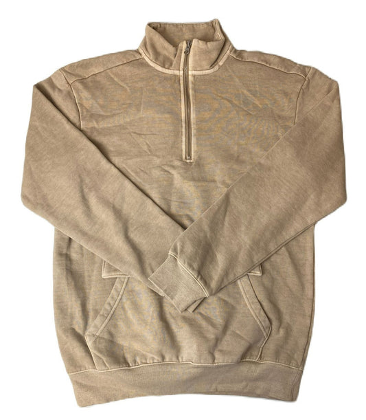 Men's Light Brown 1/4 Zip Pullover Sweater - S