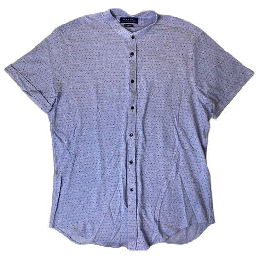 Men's Blue Short Sleeve Button Up Shirt - XL
