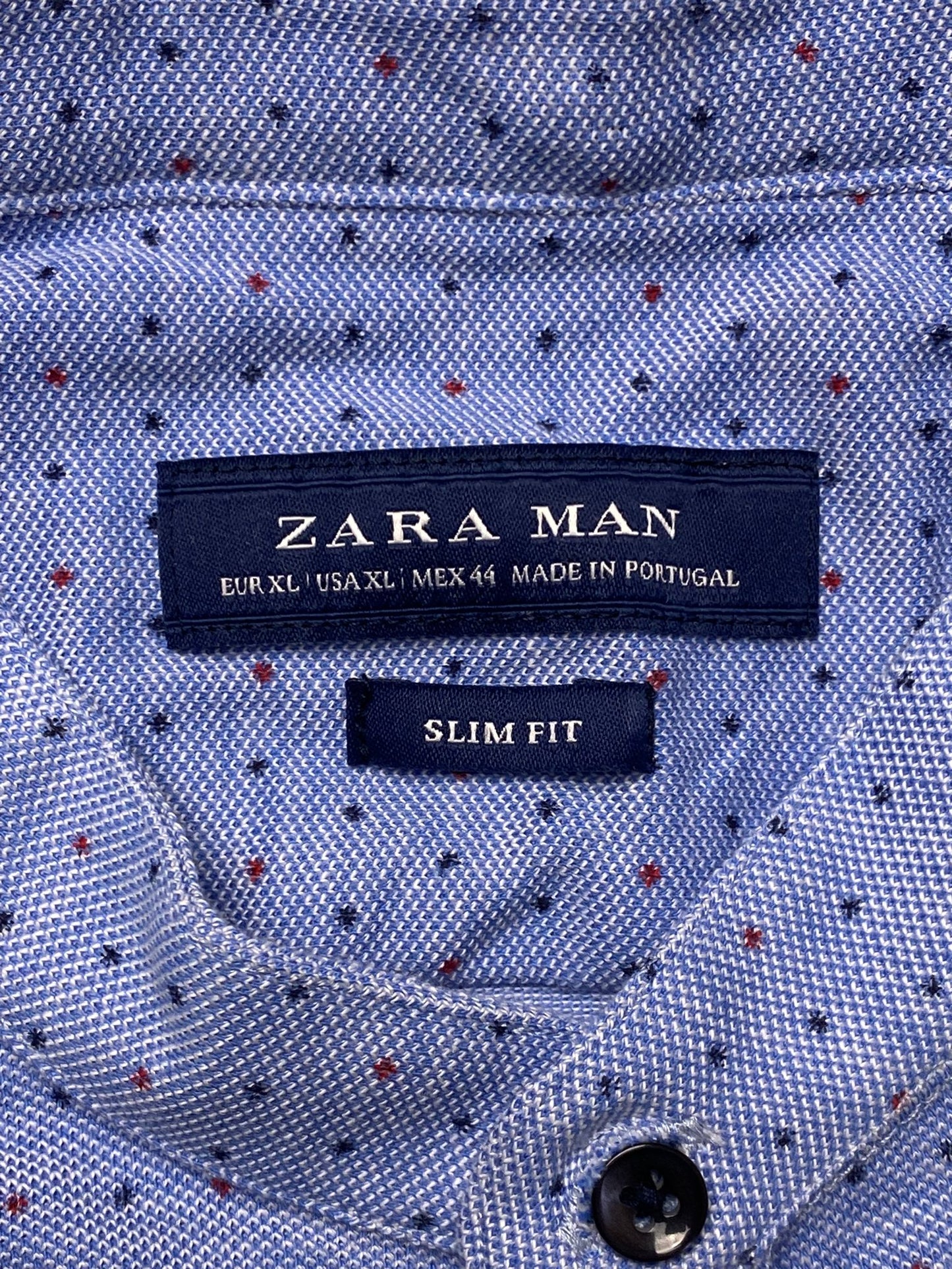 Men's Blue Short Sleeve Button Up Shirt - XL
