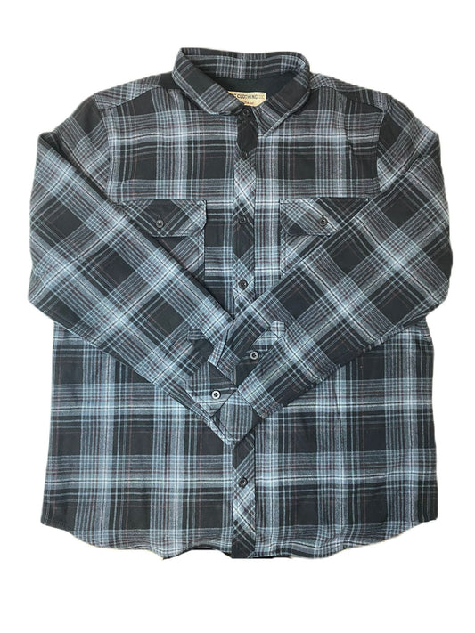 Men's Multicoloured Lined Button Up Plaid Long Sleeve Shirt - L