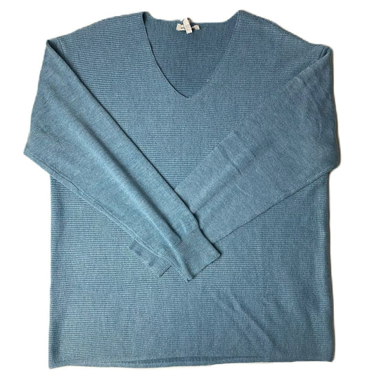 Women's Long Sleeve Ribbed V-Neck Shirt - M