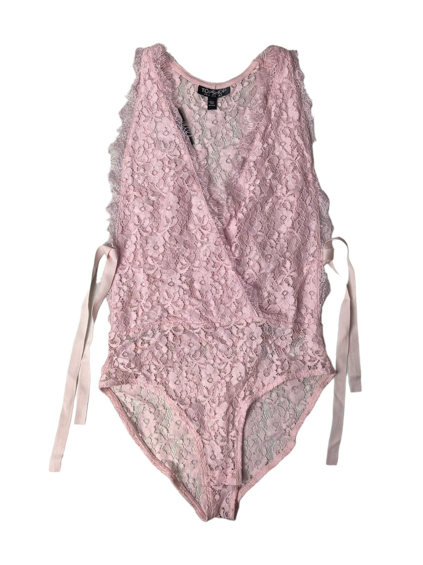 Women's Pink Lace Lingerie One Piece - 0