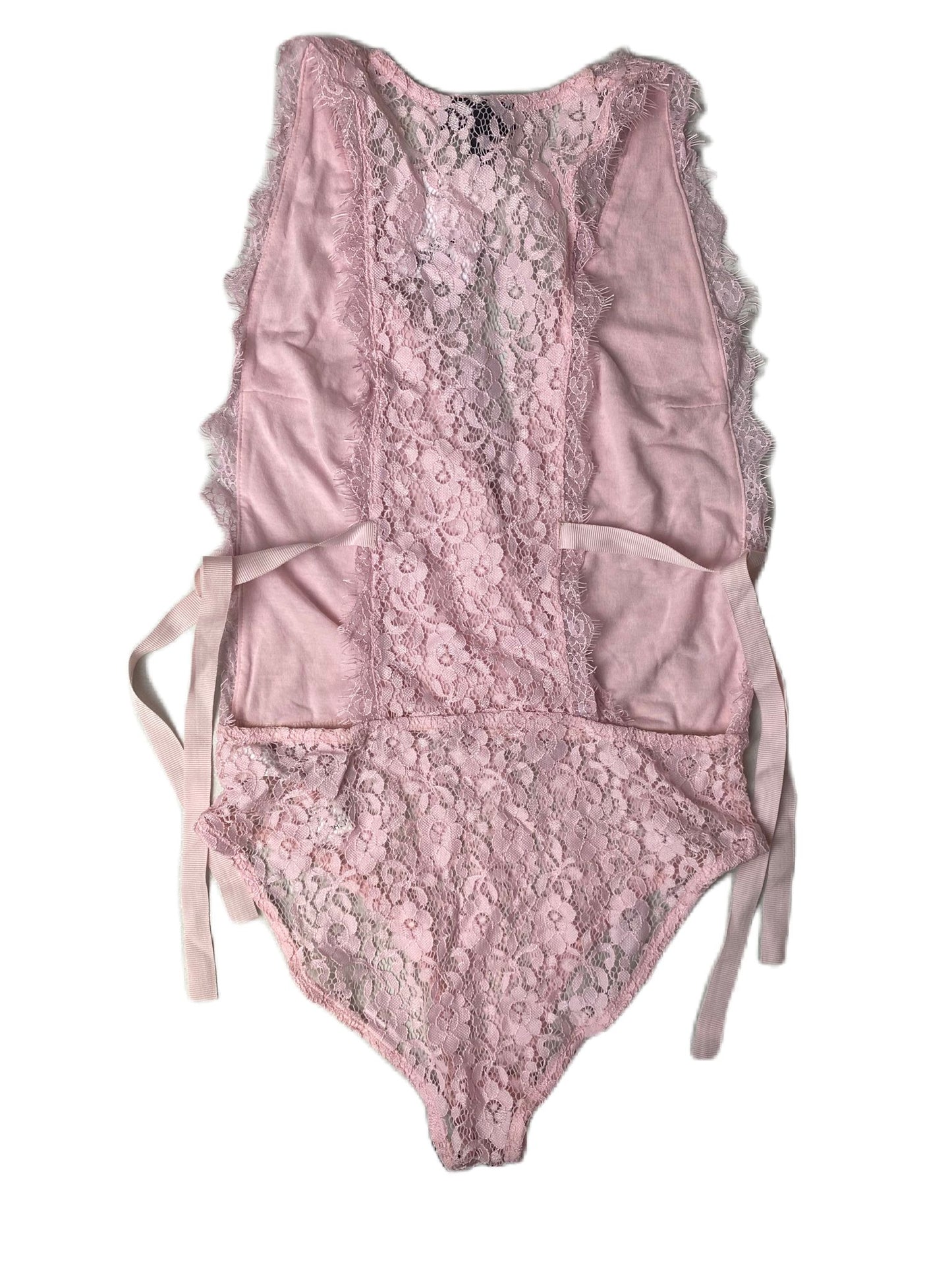 Women's Pink Lace Lingerie One Piece - 0