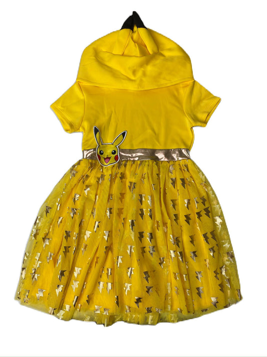Girls Yellow Character Themed Short sleeve Hooded Dress  - XS (4/5)