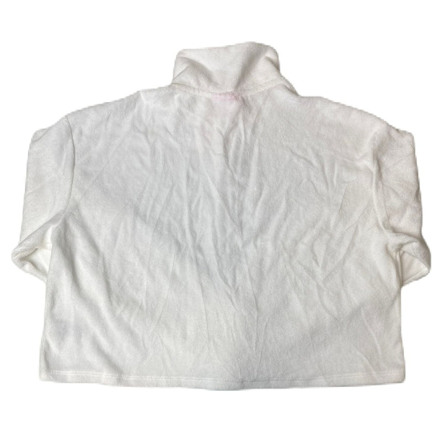 Women's White Long Sleeve Terry Cloth Cropped Shirt - S