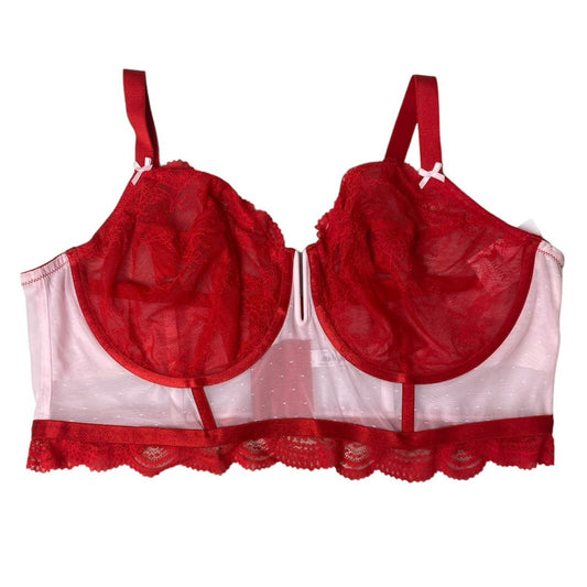 Women's Red and Pink Lingerie Bra - 2X