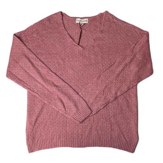 Women's Deep Mauve Long Sleeve V-Neck Sweater