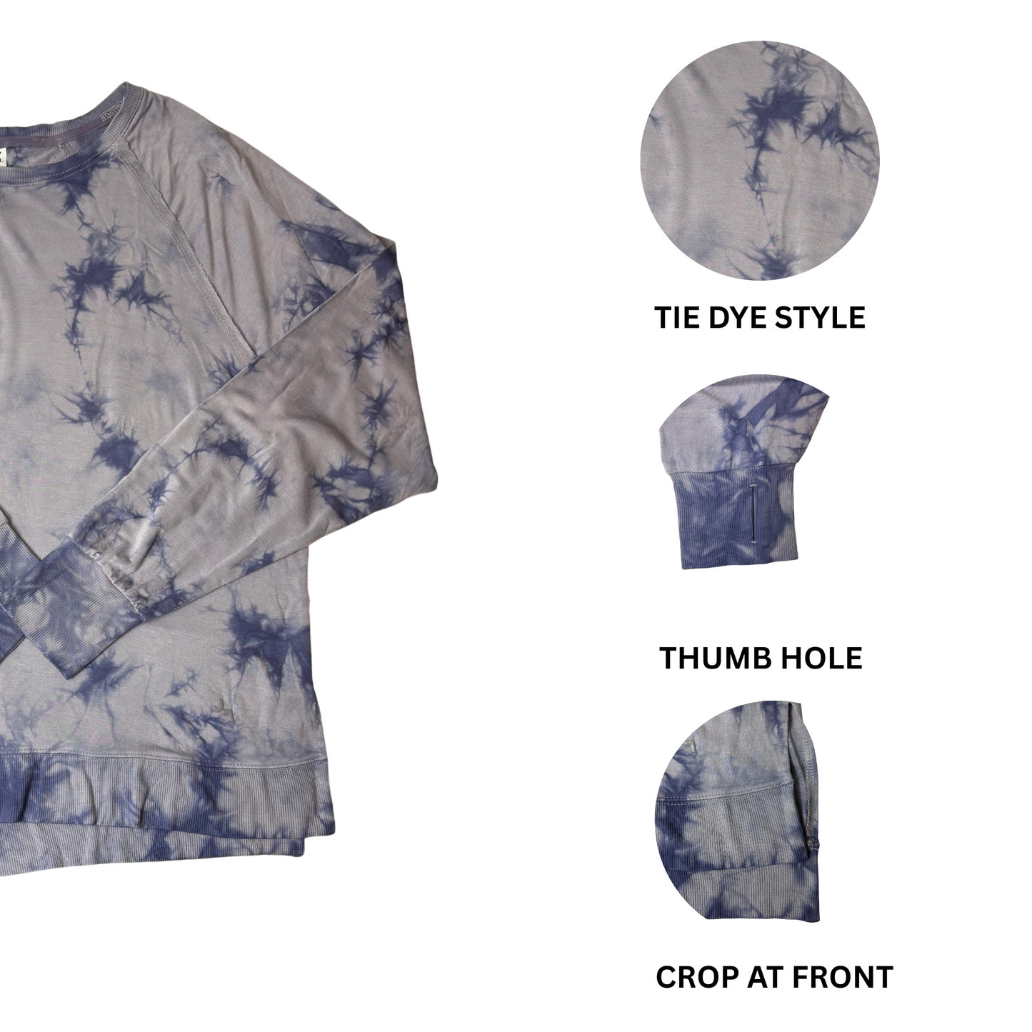 Women's Blue Long Sleeve Overdye High-Low Shirt