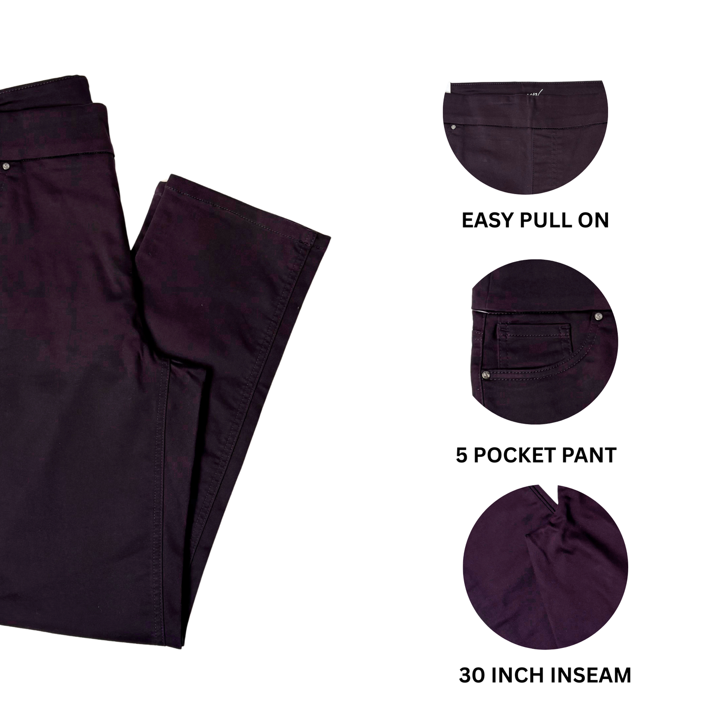 Women's Dark Purple Pull-on Pants Size 12