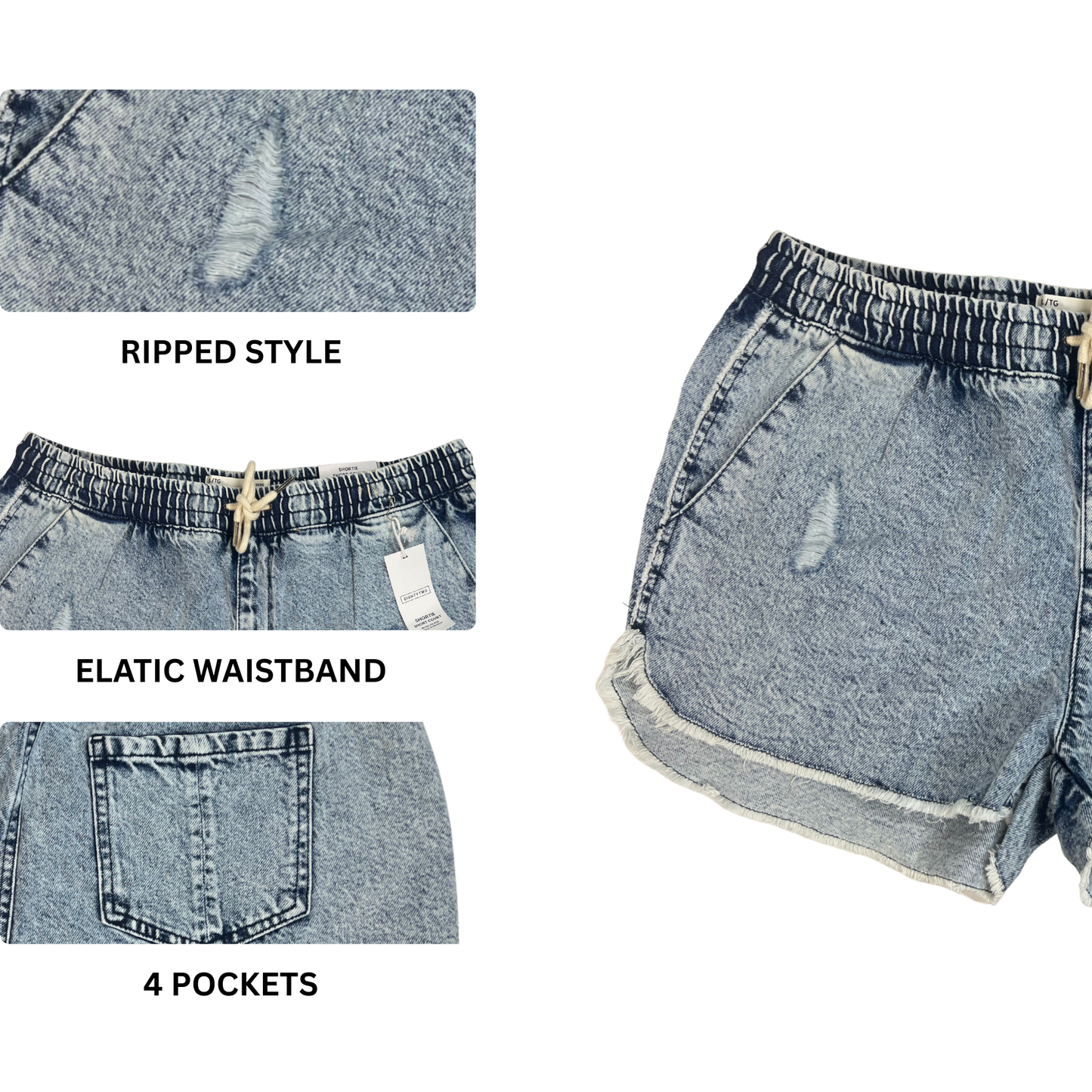 Women’s Denim Shortie Shorts Regular Rise Blue Size XL