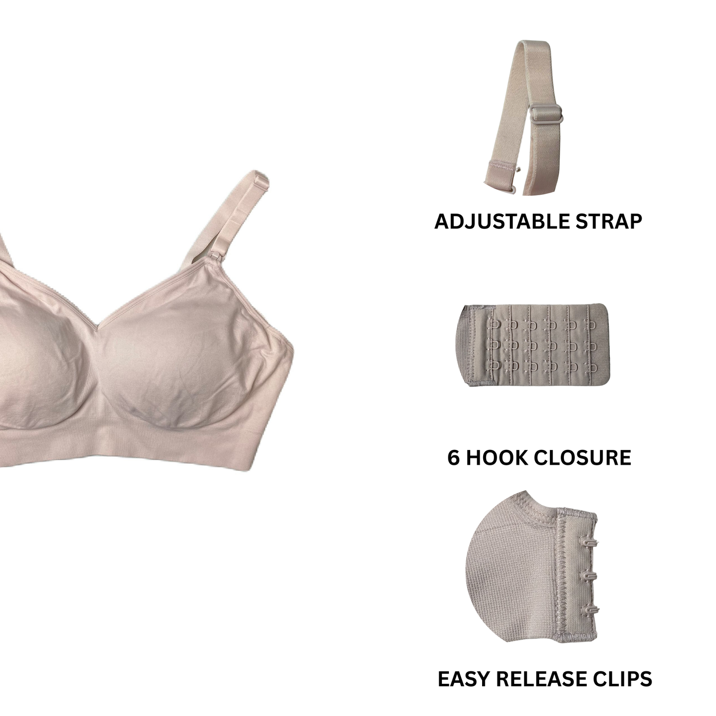 Women's Light Pink Nursing Bra - M