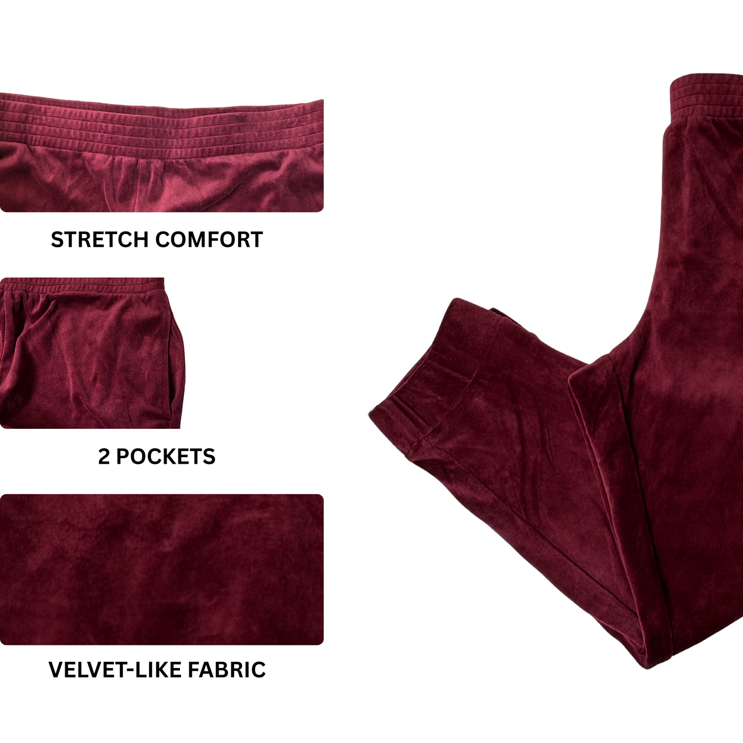 Women's Maroon Soft Fleece Joggers - XL