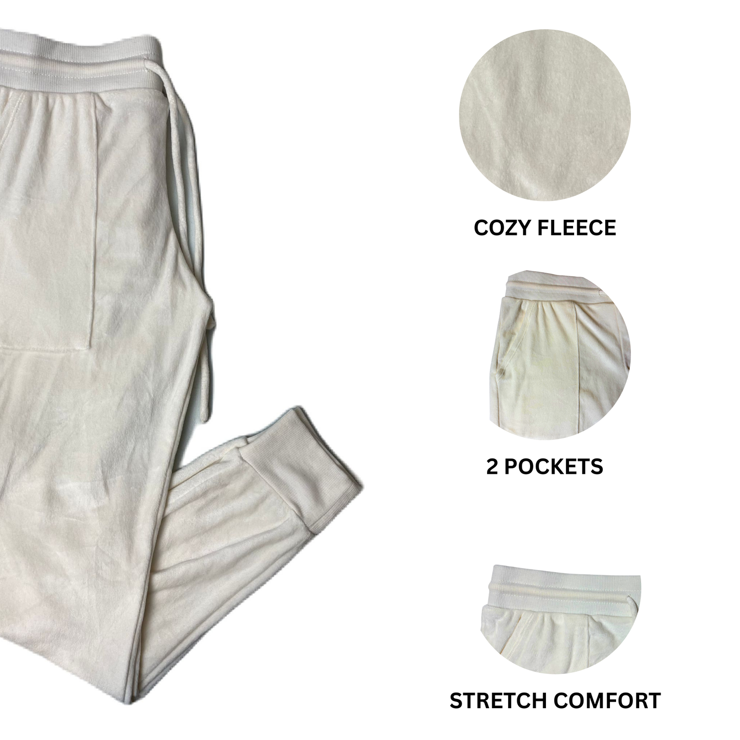 Women's Off White Cozy Fleece Joggers - XS