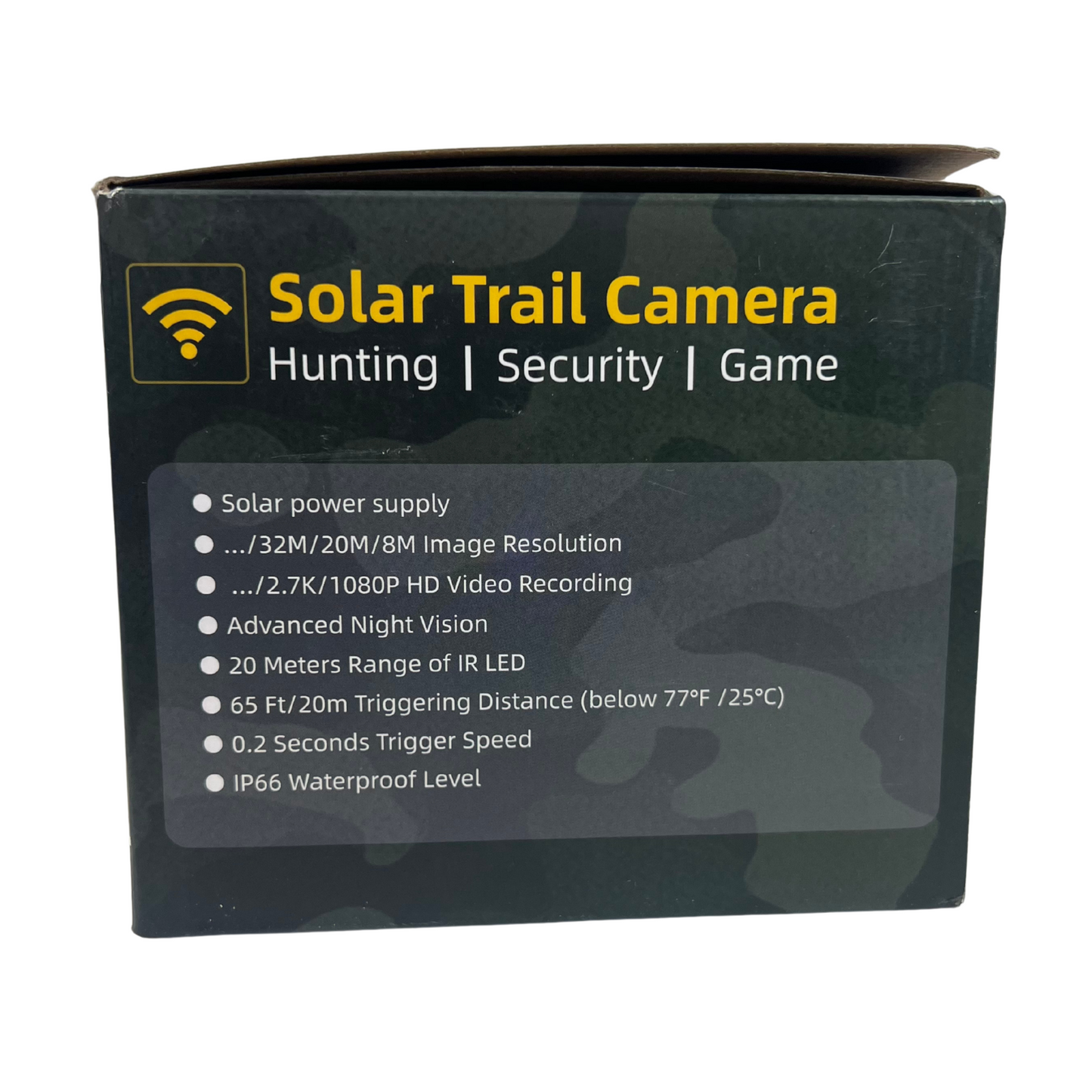 Solar Trail Camera with WiFi & Bluetooth – 64MP 4K Night Vision Motion-Activated Game & Security Camera – IP66 Waterproof